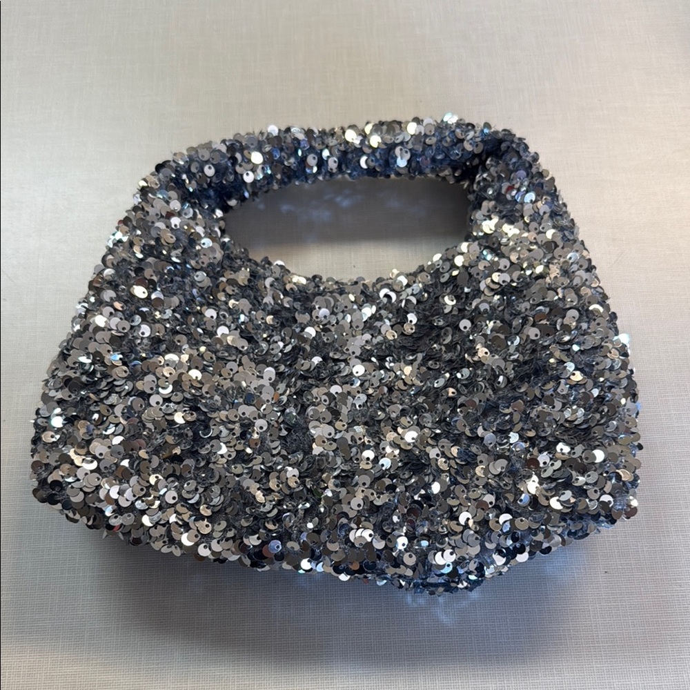 H&M Silver Sequin Clutch